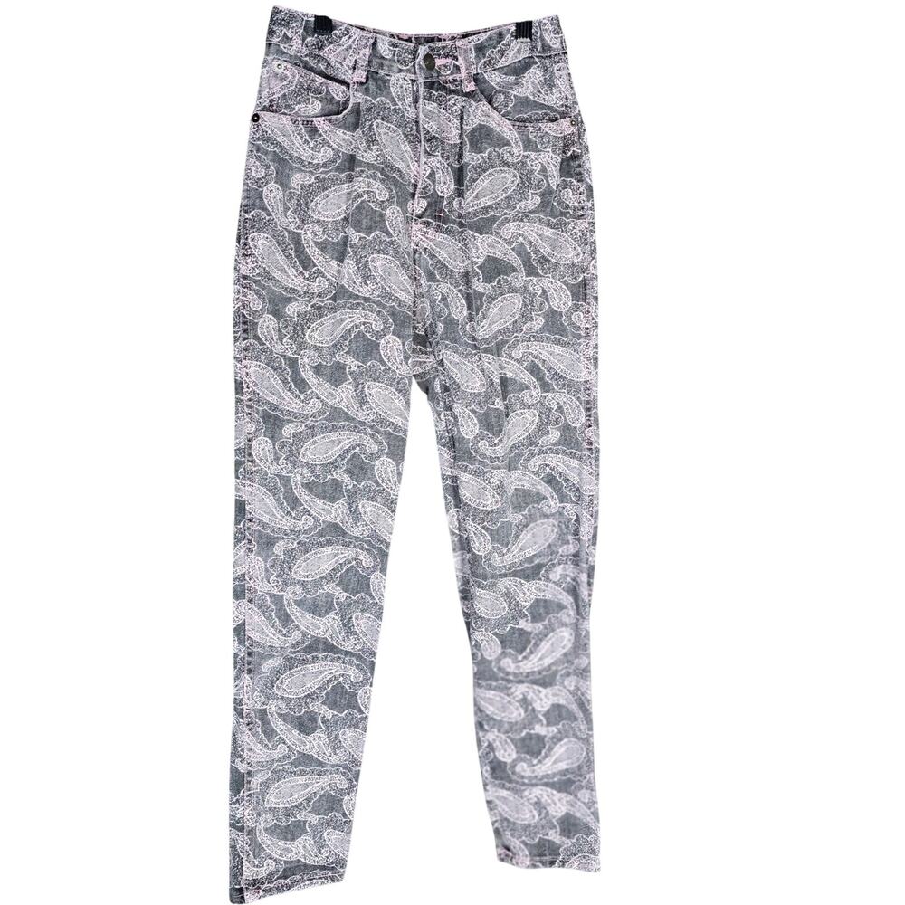 UNION BAY sz 7 jrs black pink paisley 100% cotton jeans Hong Kong